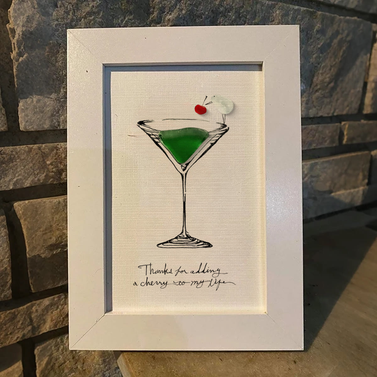 Thanks For Adding A Cherry To My Life Seaglass Card Artwork With Frame - image 6