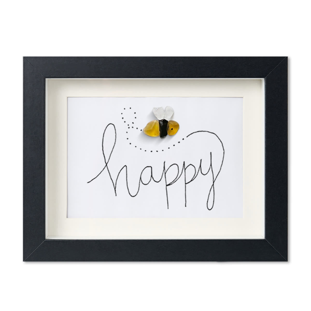 Bee Happy Sea Glass Card Artwork With Frame - Black - 6" X 8" - image 8