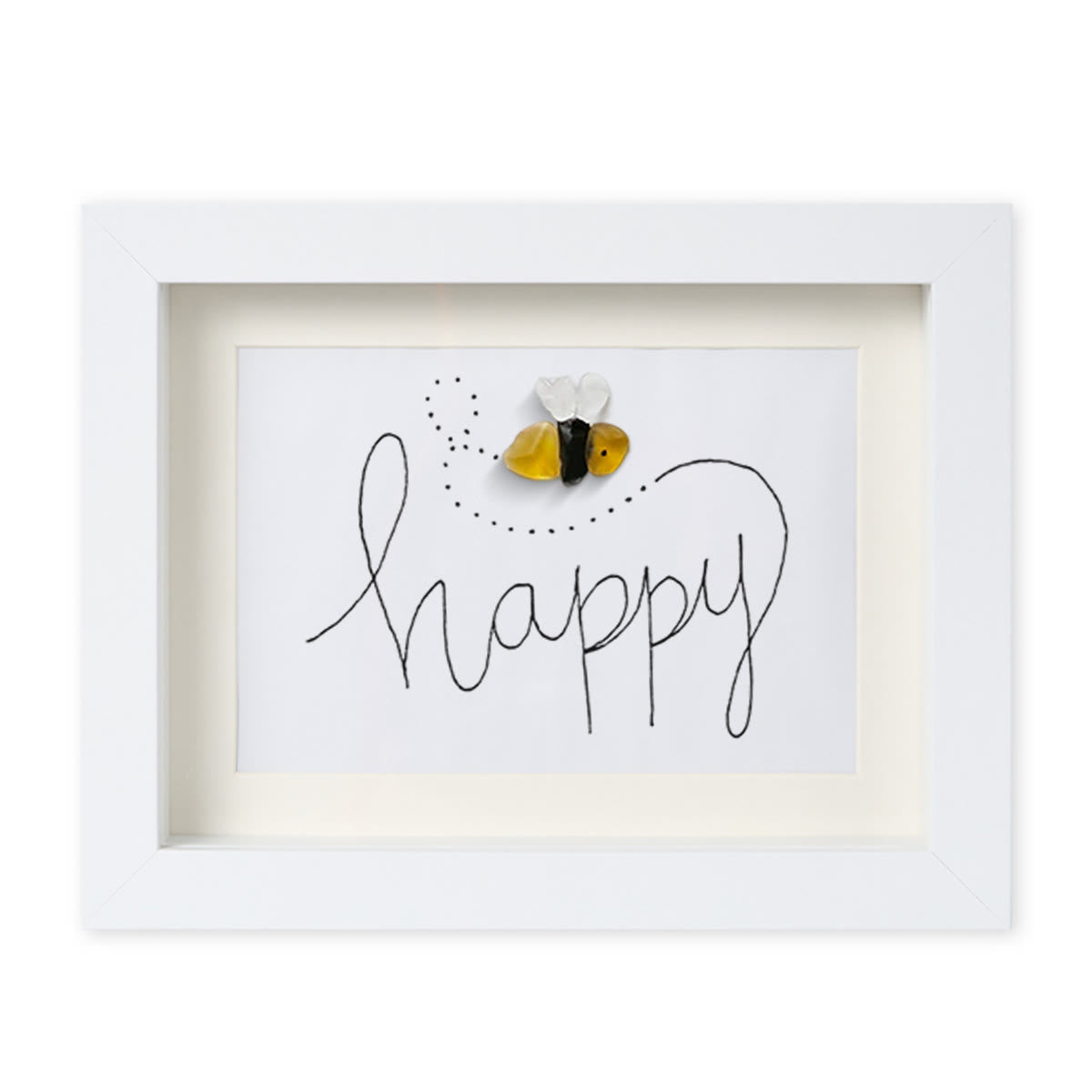Bee Happy Sea Glass Card Artwork With Frame - White - 6" X 8" - image 9