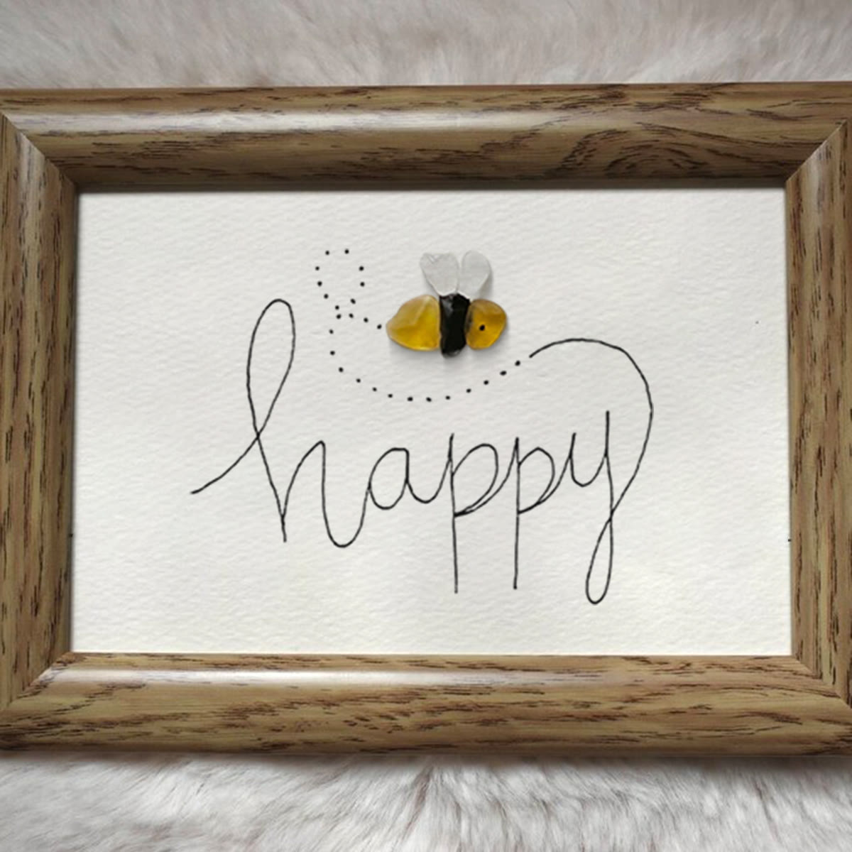 Bee Happy Sea Glass Card Artwork With Frame - image 2