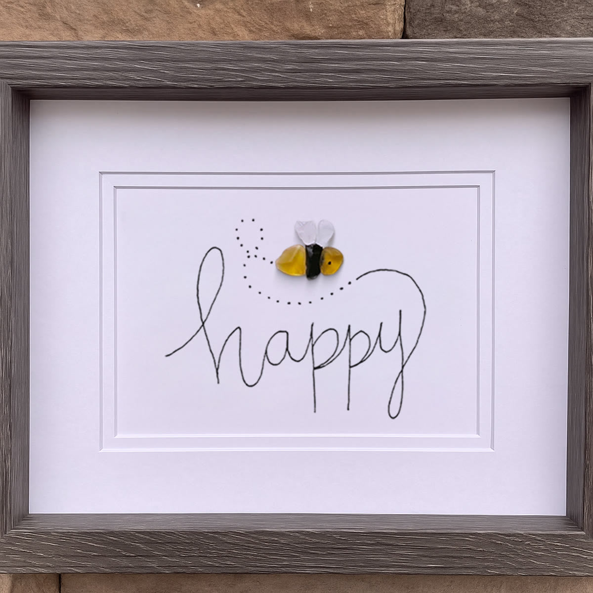 Bee Happy Sea Glass Card Artwork With Frame - image 4