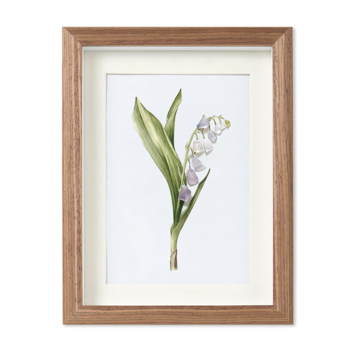 Lily Of The Valley Seaglass Card Artwork With Frame - Walnut Brown - 8" X 6" - image 8