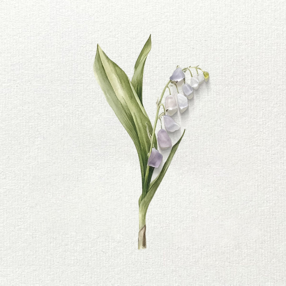 Lily Of The Valley Seaglass Card Artwork With Frame - Seaglass Card - 8" X 6" - image 1