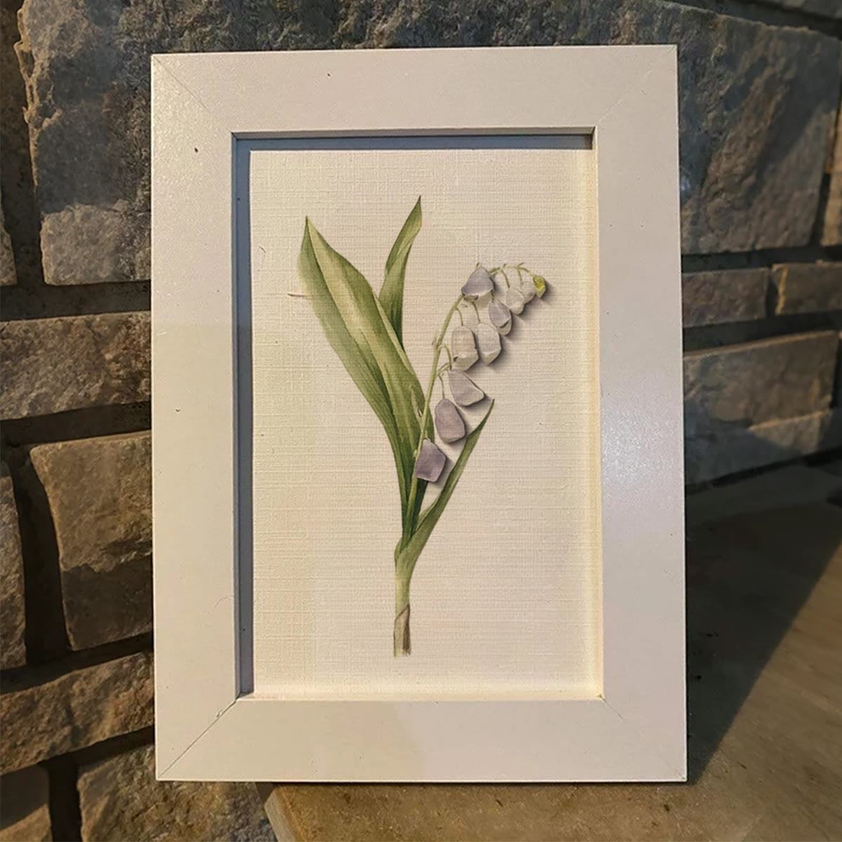 Lily Of The Valley Seaglass Card Artwork With Frame - image 6