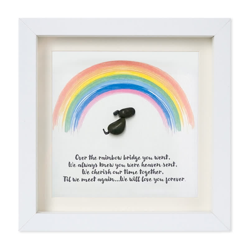 Rainbow Bridge Pet Memorial Sea Glass Framed Art - White - 8" X 8" - image 12