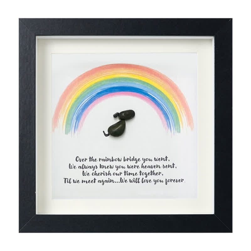Rainbow Bridge Pet Memorial Sea Glass Framed Art - Black - 8" X 8" - image 11