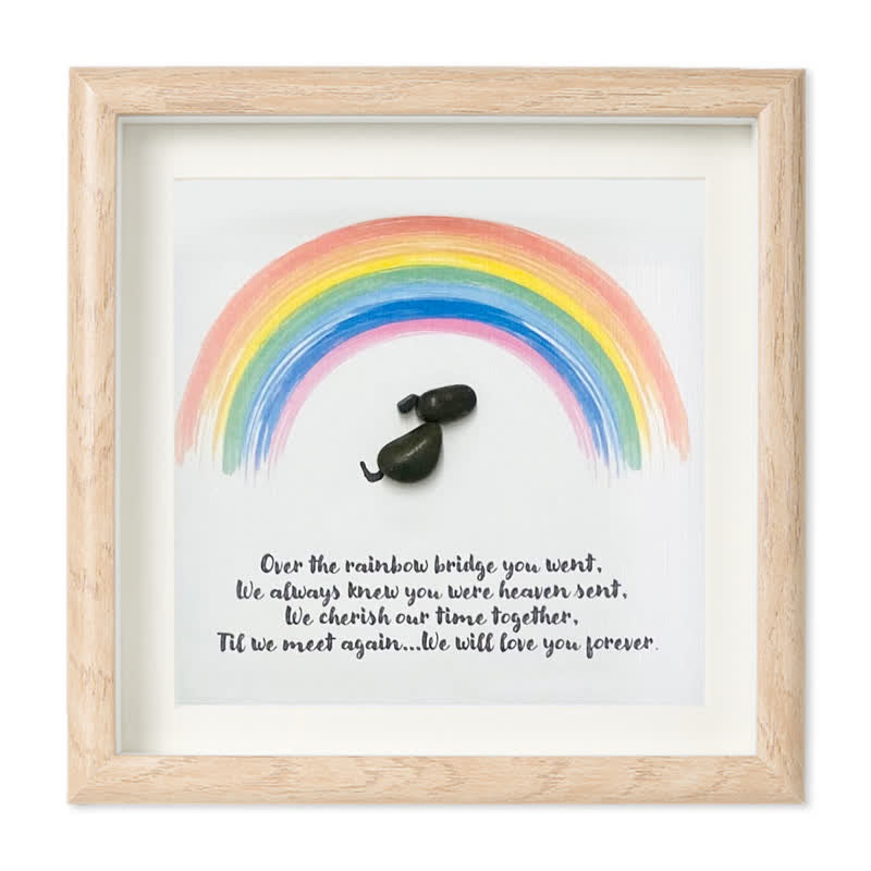 Rainbow Bridge Pet Memorial Sea Glass Framed Art - Oak - 8" X 8" - image 9