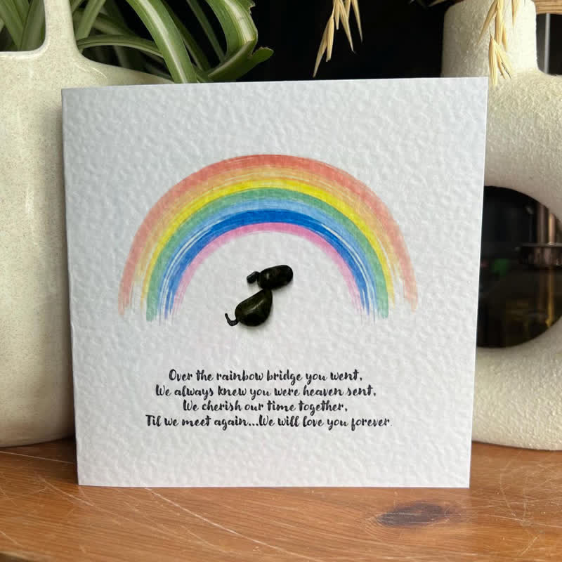 Rainbow Bridge Pet Memorial Sea Glass Framed Art - Seaglass Card - 8" X 8" - image 1