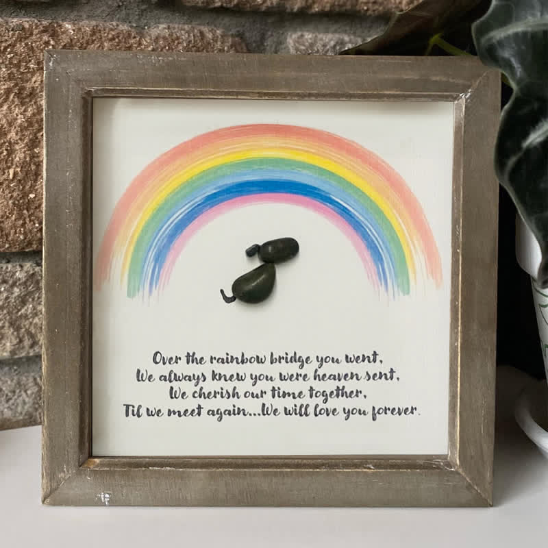 Rainbow Bridge Pet Memorial Sea Glass Framed Art - image 0