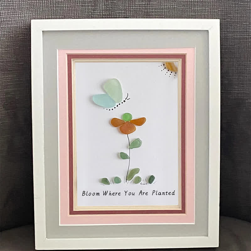 Bloom & Butterfly Inspirational Quote Sea Glass Framed Art - image 8
