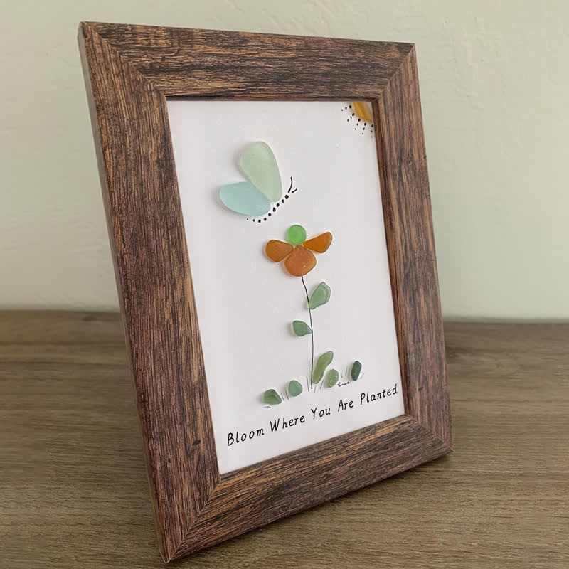 Bloom & Butterfly Inspirational Quote Sea Glass Framed Art - image 3