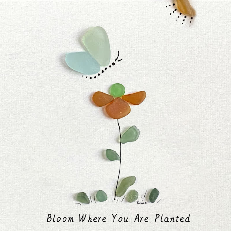 Bloom & Butterfly Inspirational Quote Sea Glass Framed Art - image 2