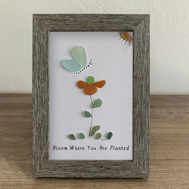 Bloom & Butterfly Inspirational Quote Sea Glass Framed Art - image 4