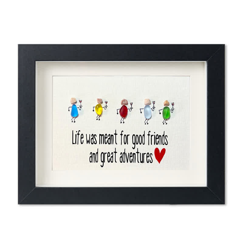 Good Friends & Wonderful Adventures Sea Glass Framed Art - Black - 6" X 8" - image 14