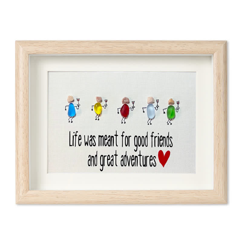 Good Friends & Wonderful Adventures Sea Glass Framed Art - Oak - 6" X 8" - image 12