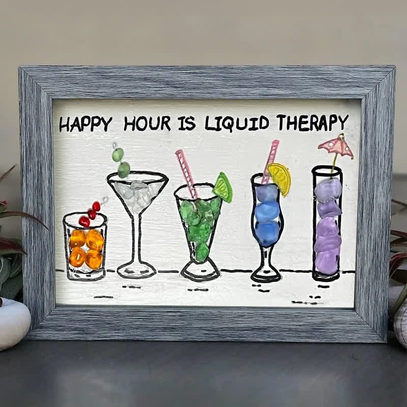 Happy Hour Cocktail Lover Sea Glass Framed Art - image 2