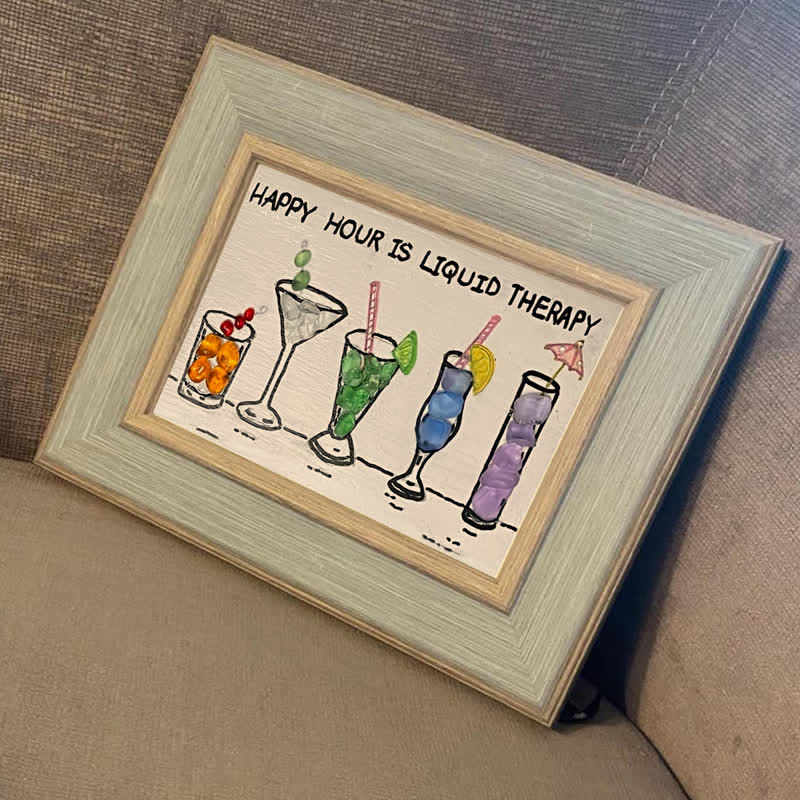 Happy Hour Cocktail Lover Sea Glass Framed Art - image 3