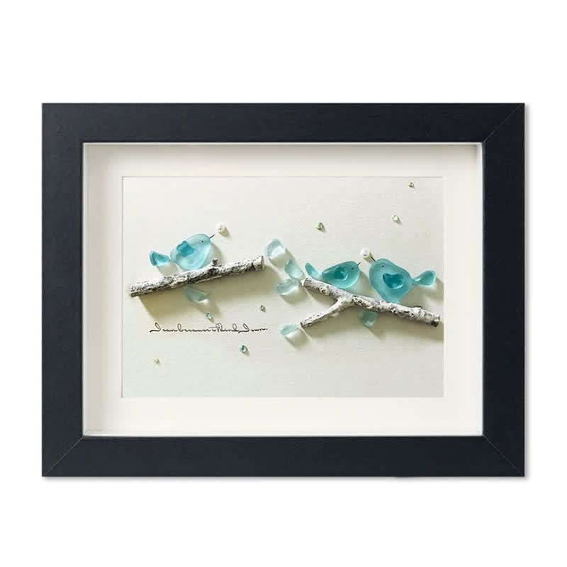 Blue Birds Serene Natural Scene Sea Glass Framed Art - Black - 6" X 8" - image 13