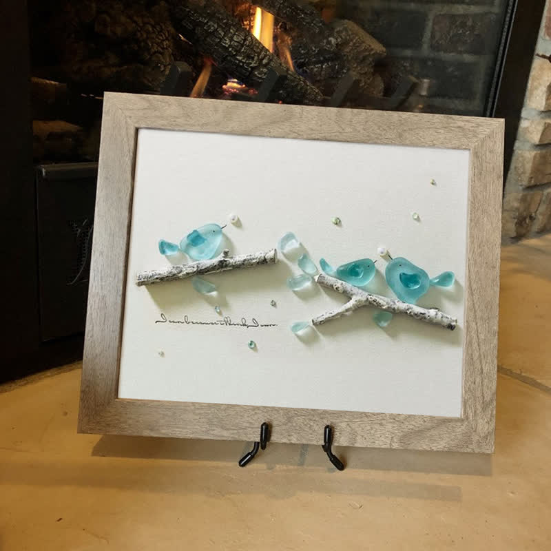 Blue Birds Serene Natural Scene Sea Glass Framed Art - image 8