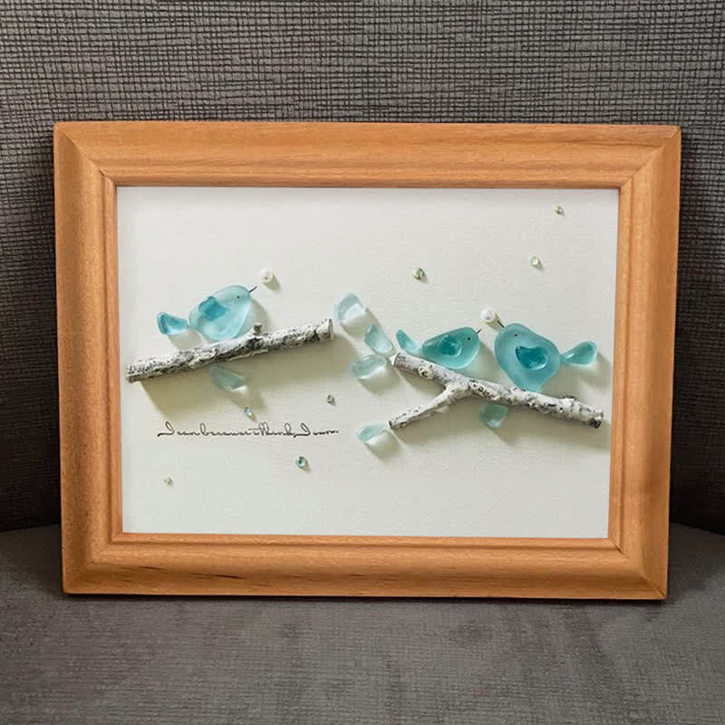 Blue Birds Serene Natural Scene Sea Glass Framed Art - image 9