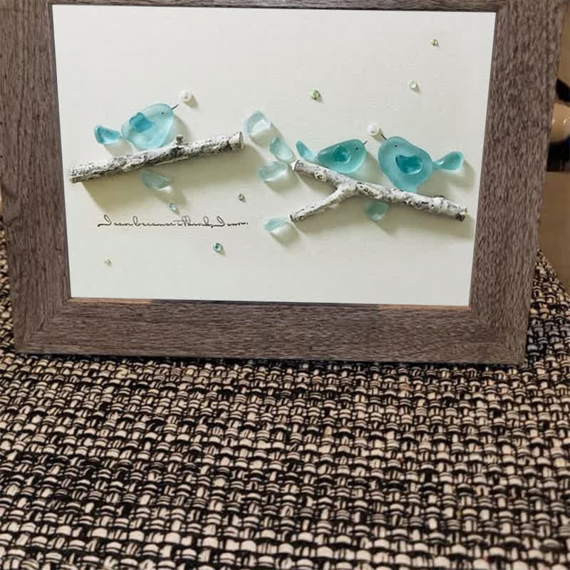 Blue Birds Serene Natural Scene Sea Glass Framed Art - image 10