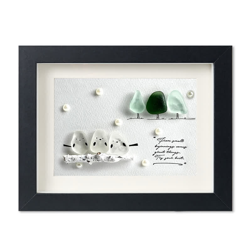 "Try Your Best" Birds And Trees Sea Glass Framed Art - Black - 6" X 8" - image 13