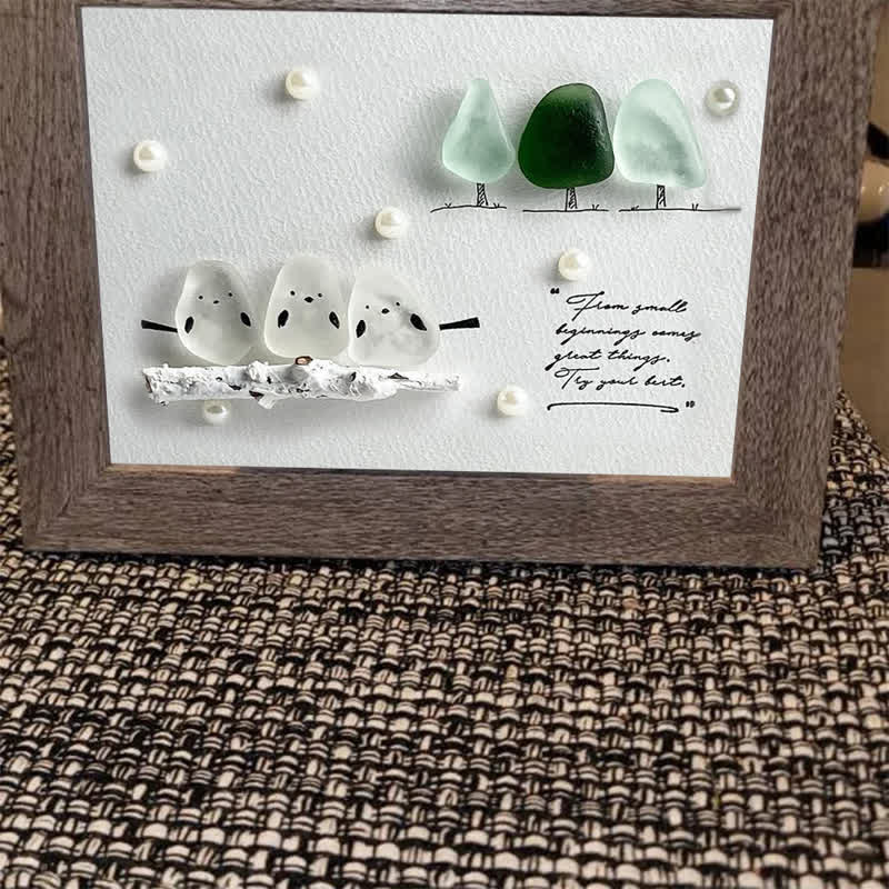 "Try Your Best" Birds And Trees Sea Glass Framed Art - image 10