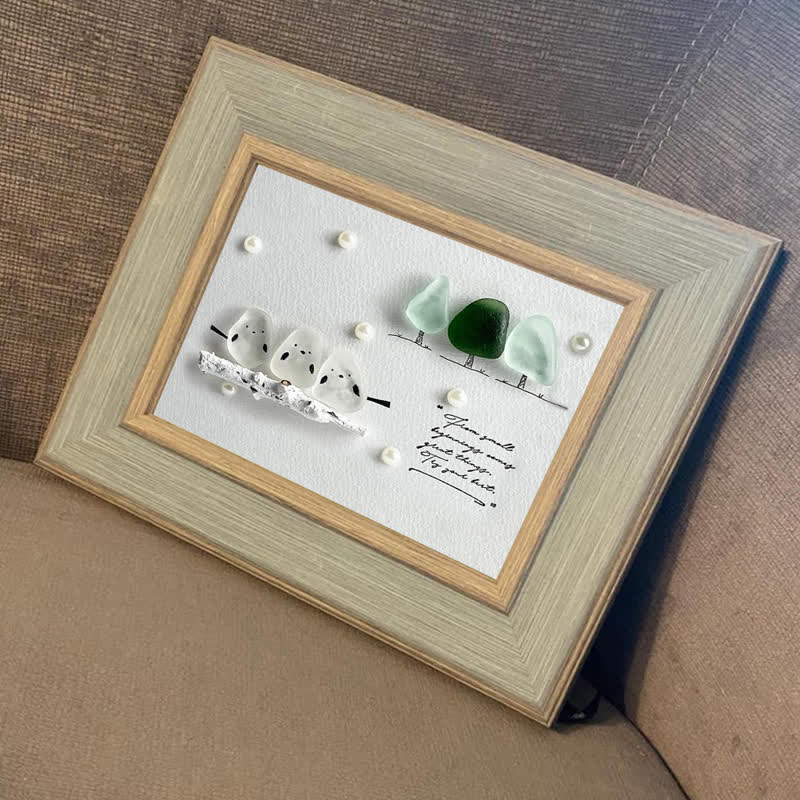 "Try Your Best" Birds And Trees Sea Glass Framed Art - image 9