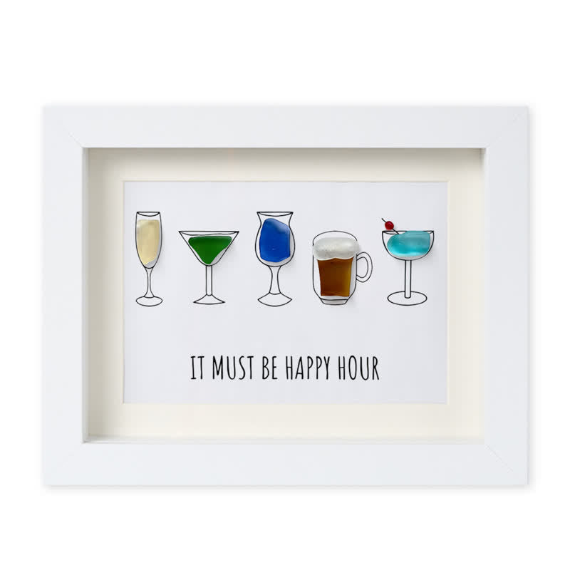 Happy Hour Sea Glass Framed Art - White - 6" X 8" - image 14