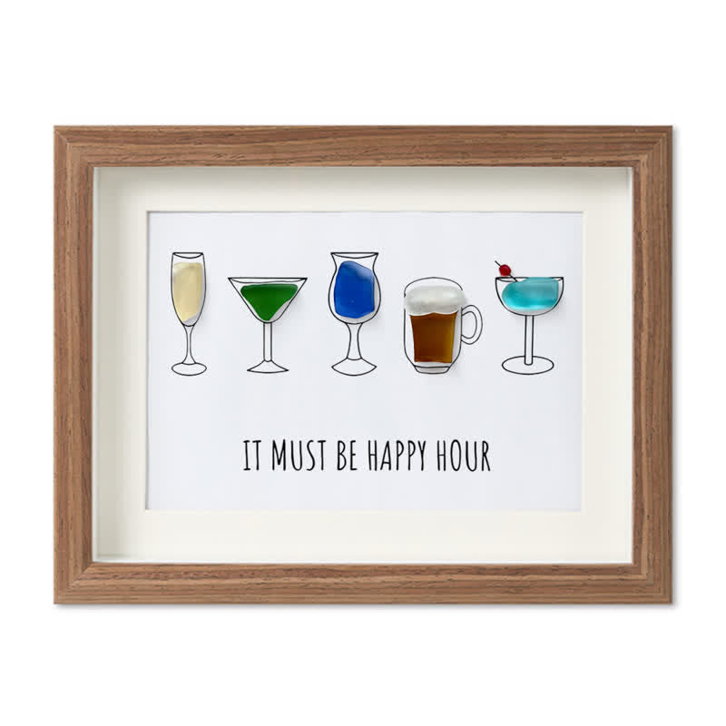 Happy Hour Sea Glass Framed Art - Walnut Brown - 6" X 8" - image 12