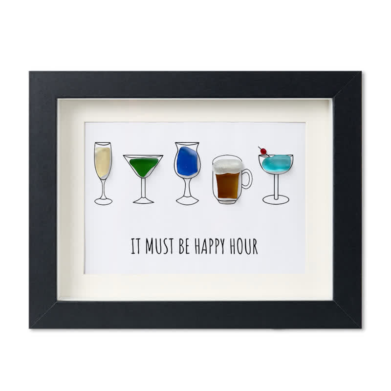Happy Hour Sea Glass Framed Art - Black - 6" X 8" - image 13