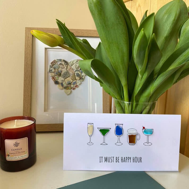 Happy Hour Sea Glass Framed Art - Seaglass Card - 6" X 8" - image 1