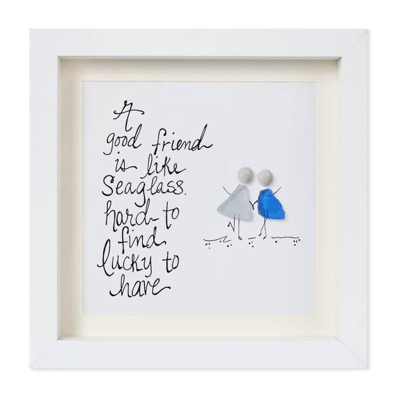 Friendship Quote Good Friend Is Like Sea Glass Framed Art - White - 8" X 8" - image 12