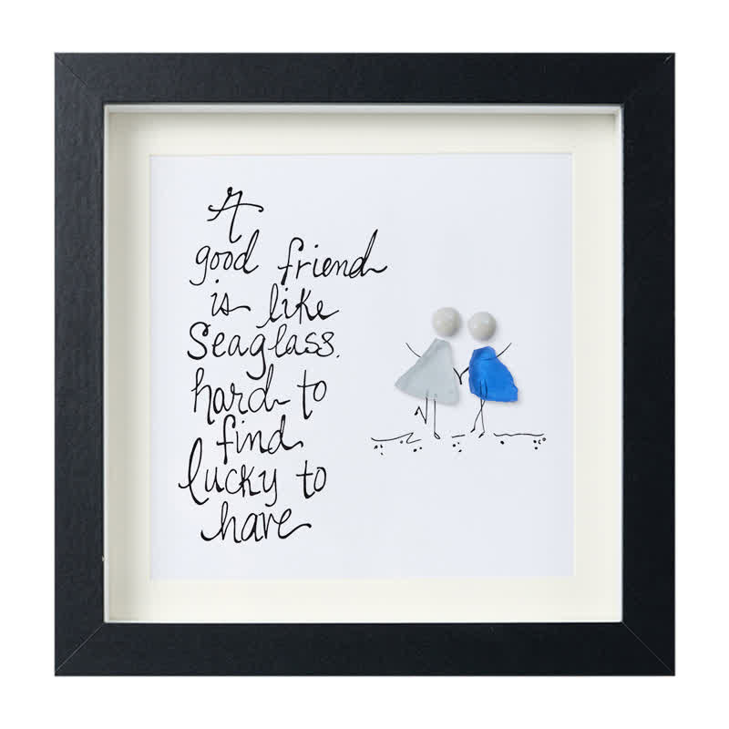 Friendship Quote Good Friend Is Like Sea Glass Framed Art - Black - 8" X 8" - image 11
