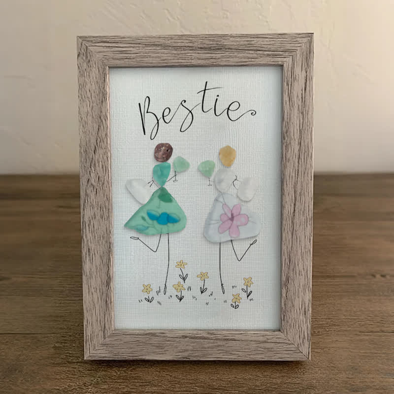 Cheers To My Bestie Sea Glass Framed Art - image 3