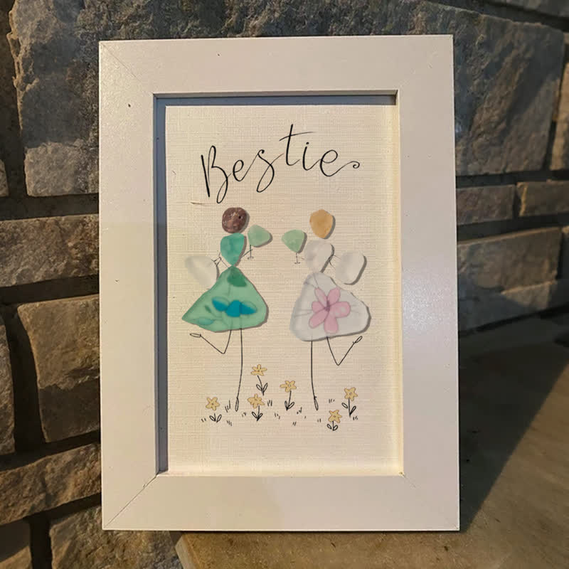 Cheers To My Bestie Sea Glass Framed Art - image 6