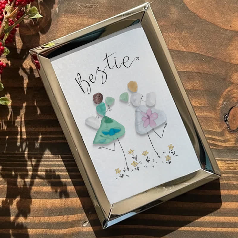 Cheers To My Bestie Sea Glass Framed Art - image 4