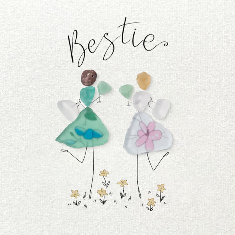 Cheers To My Bestie Sea Glass Framed Art - image 2