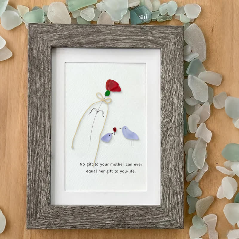Flower For Mom Sea Glass Framed Art - image 0