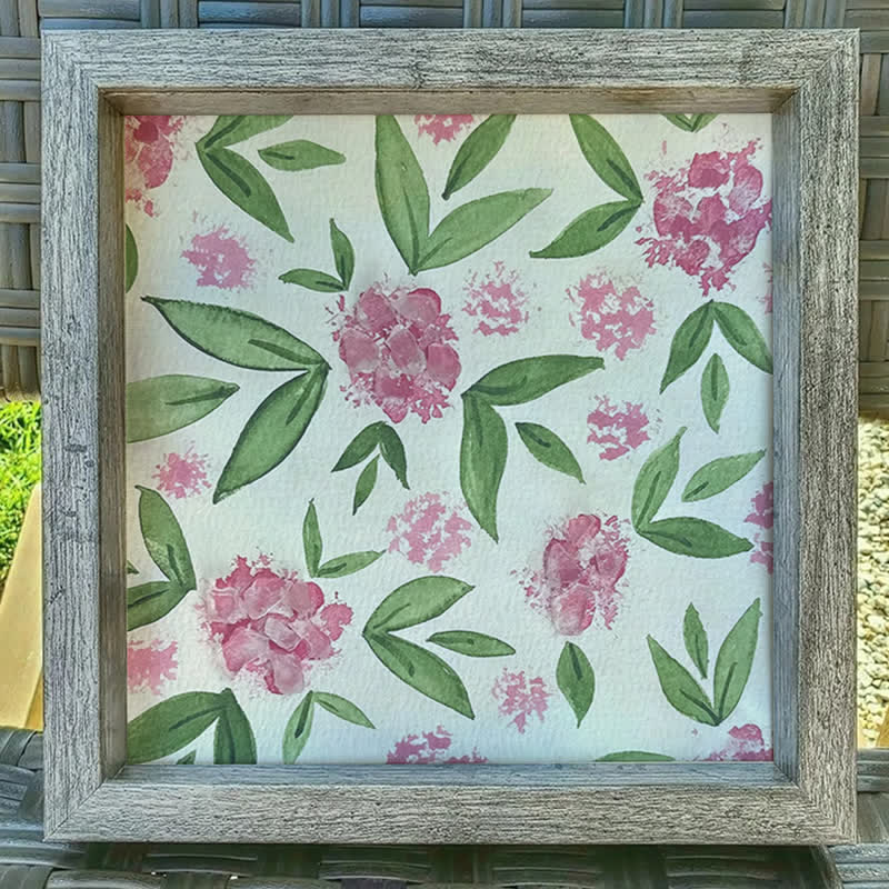 Pink Hydrangea Floral Sea Glass Framed Art - image 5