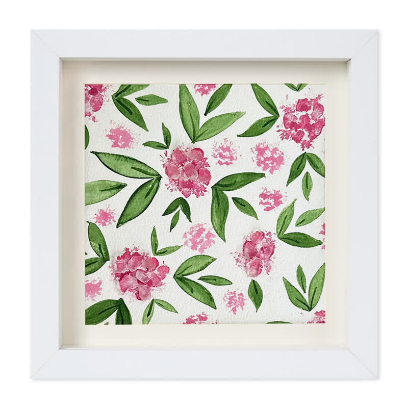 Pink Hydrangea Floral Sea Glass Framed Art - White - 8" X 8" - image 11