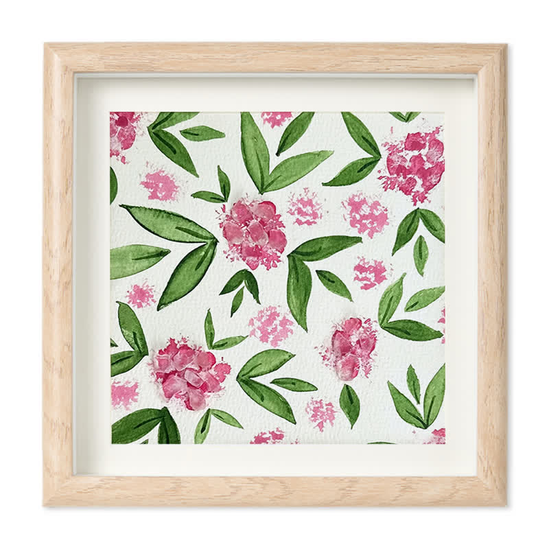 Pink Hydrangea Floral Sea Glass Framed Art - Oak - 8" X 8" - image 8
