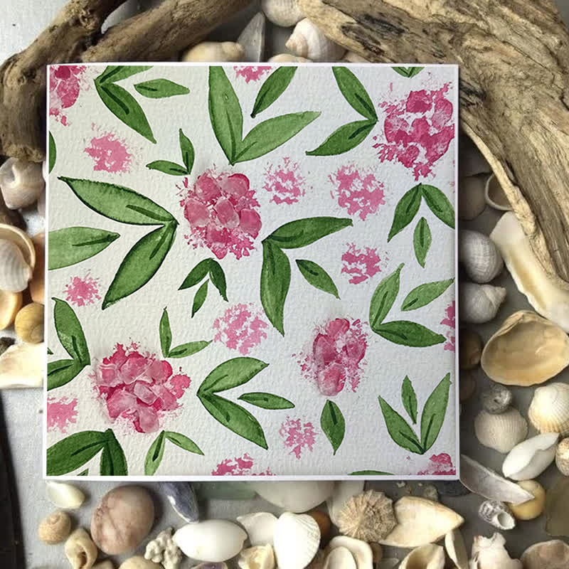 Pink Hydrangea Floral Sea Glass Framed Art - image 2