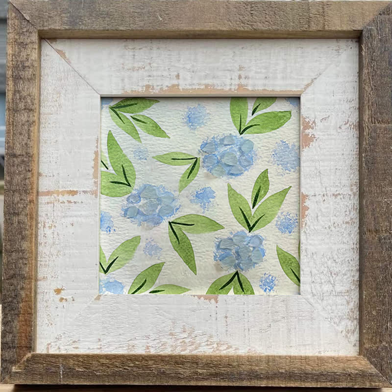 Blue Hydrangea Floral Sea Glass Framed Art - image 7