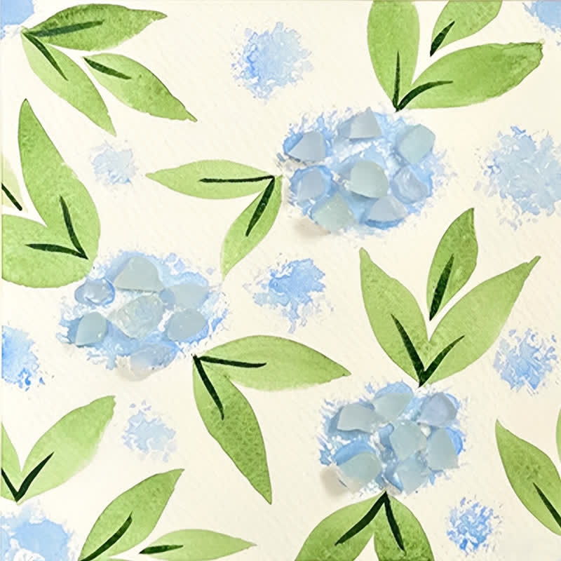 Blue Hydrangea Floral Sea Glass Framed Art - image 2