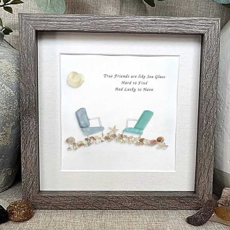 Beach Chairs Friends Sea Glass Framed Art - image 0