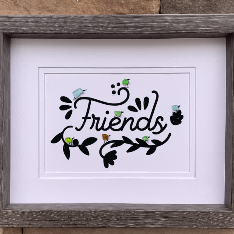 Bird Friends Sea Glass Framed Art - image 8