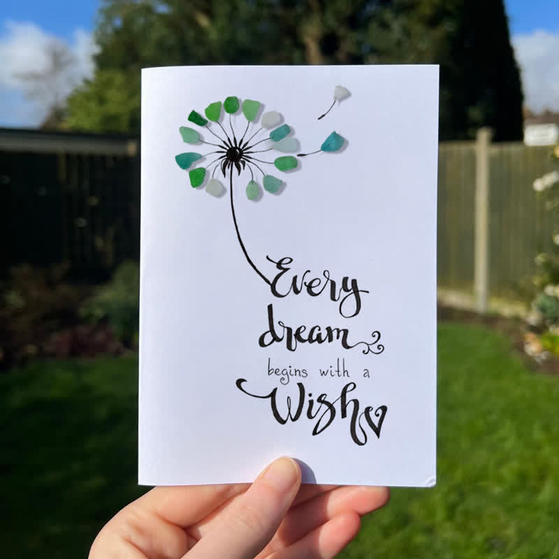 Every Dream Begins With A Wish Sea Glass Framed Art - Seaglass Card - 8" X 6" - image 1