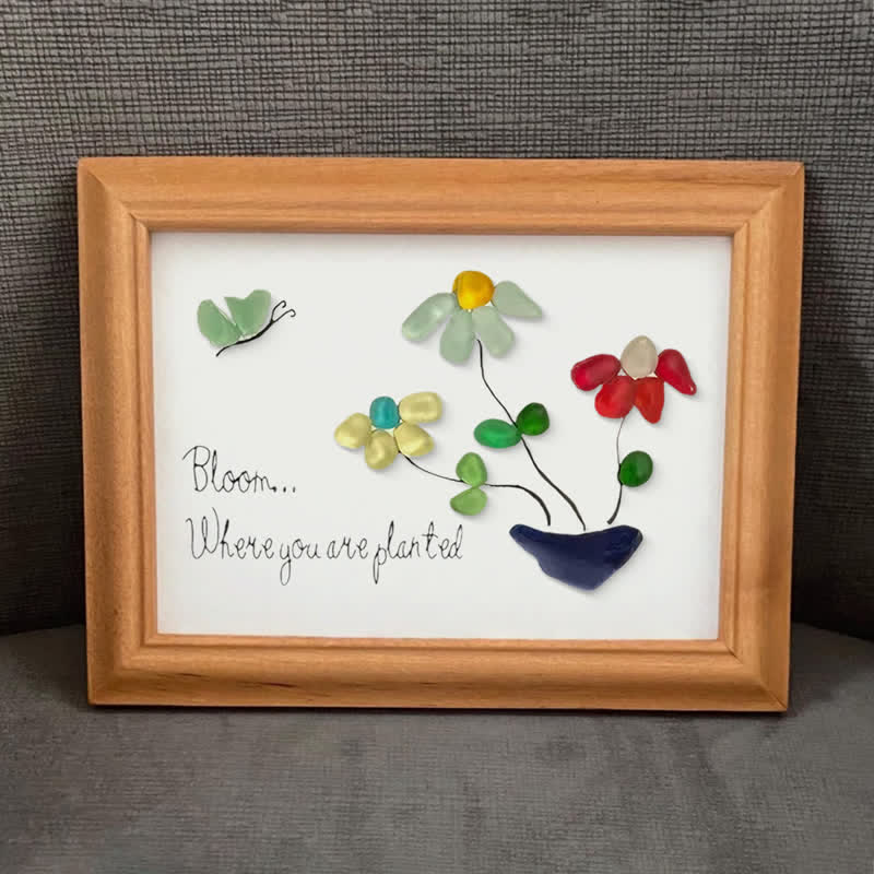 Bloom Where You Are Planted Sea Glass Framed Art - image 5