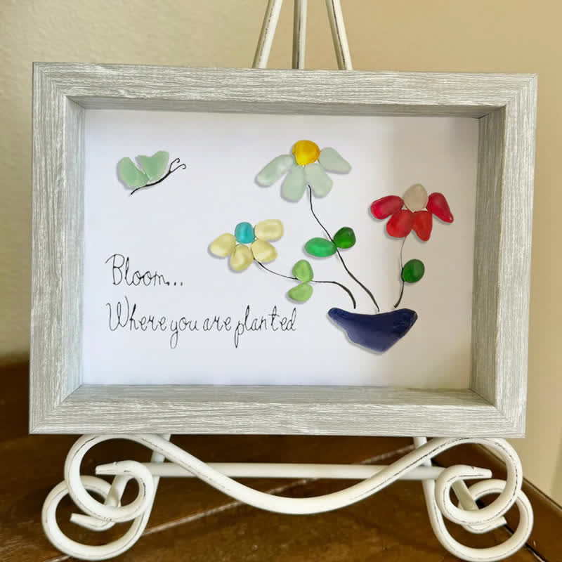 Bloom Where You Are Planted Sea Glass Framed Art - image 3